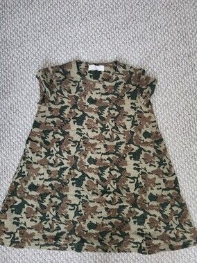 Sleeveless Camo Knit Shift Dress - Green & Brown